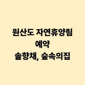 원산도 자연휴양림 예약 및 솔향채 숲속의집 이용 가이드
